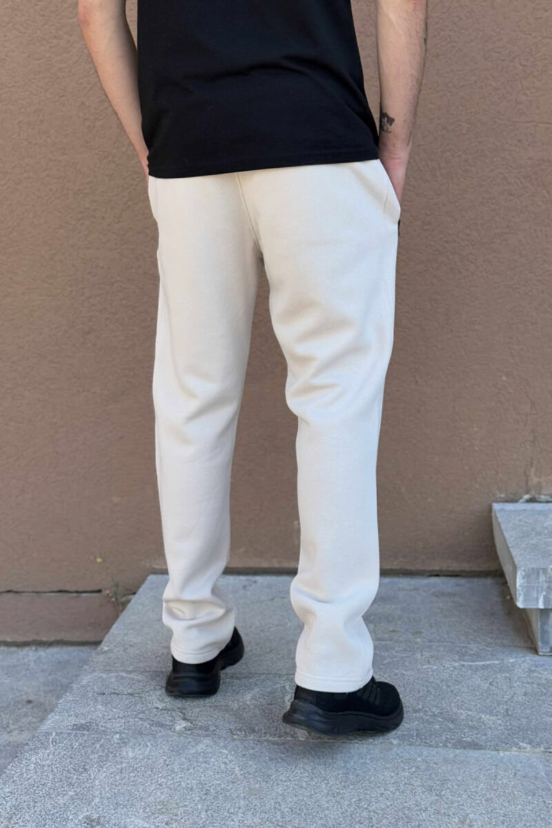 FLUFFY ZIPPER POCKETS SMALL LOGO MEN JOGGERS BEIGE/BEZHE - 4