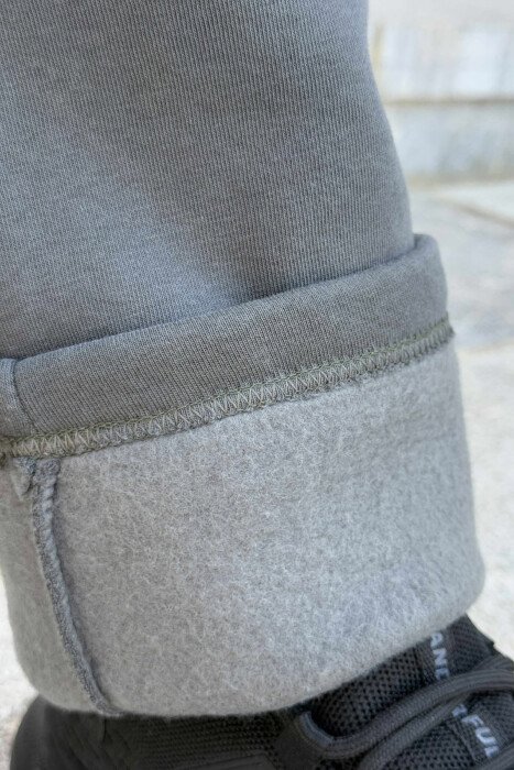 FLUFFY ZIPPER POCKETS SMALL LOGO MEN JOGGERS DARK GREY/GEE - 5
