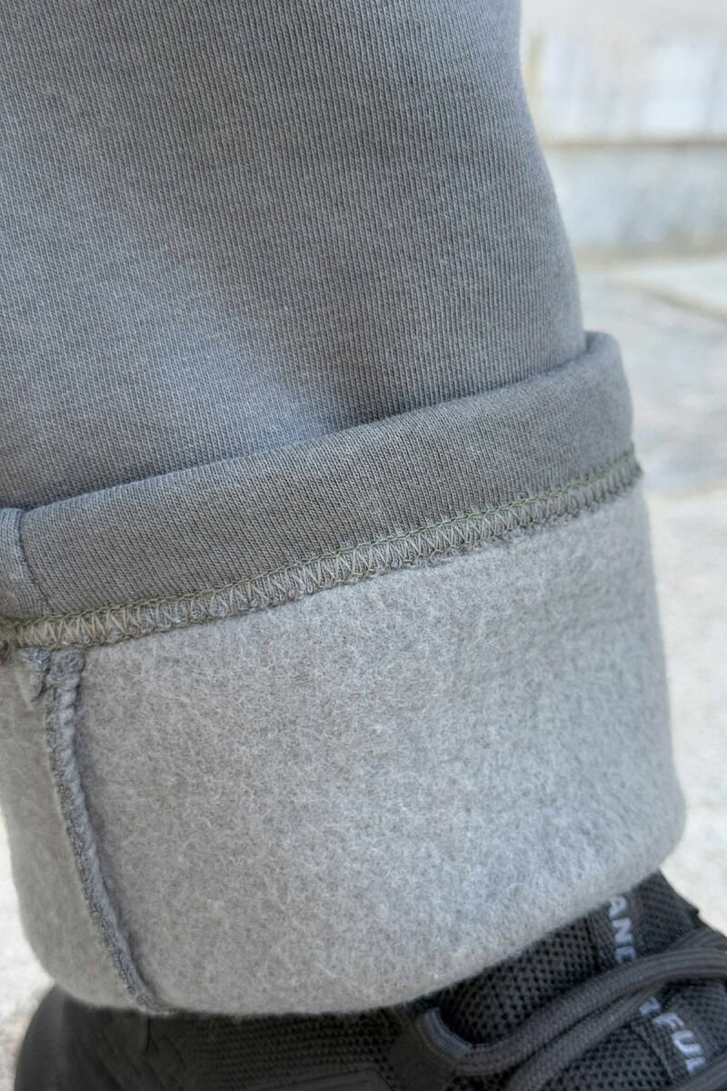 FLUFFY ZIPPER POCKETS SMALL LOGO MEN JOGGERS DARK GREY/GEE - 5