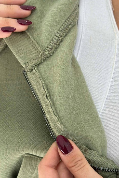 FLUFFY ZIPPER HOODIE ONE COLOR WOMAN MINT/MENTE - 3