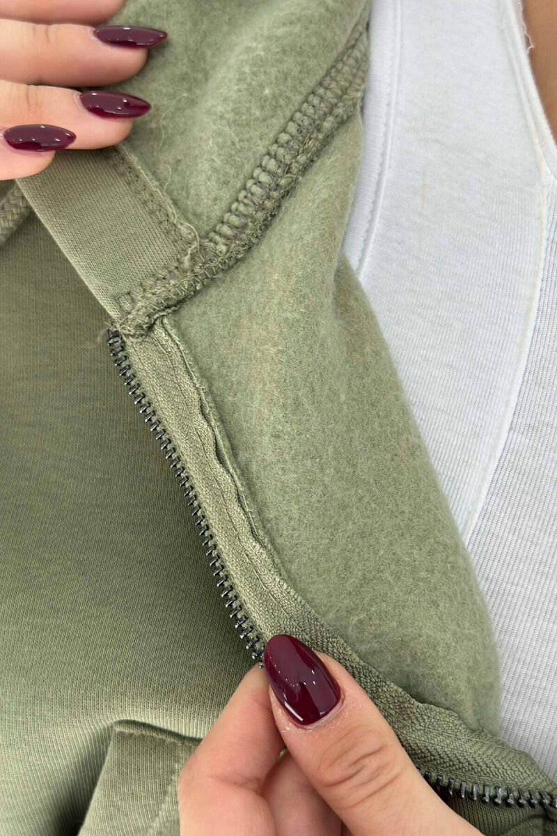 FLUFFY ZIPPER HOODIE ONE COLOR WOMAN MINT/MENTE - 3