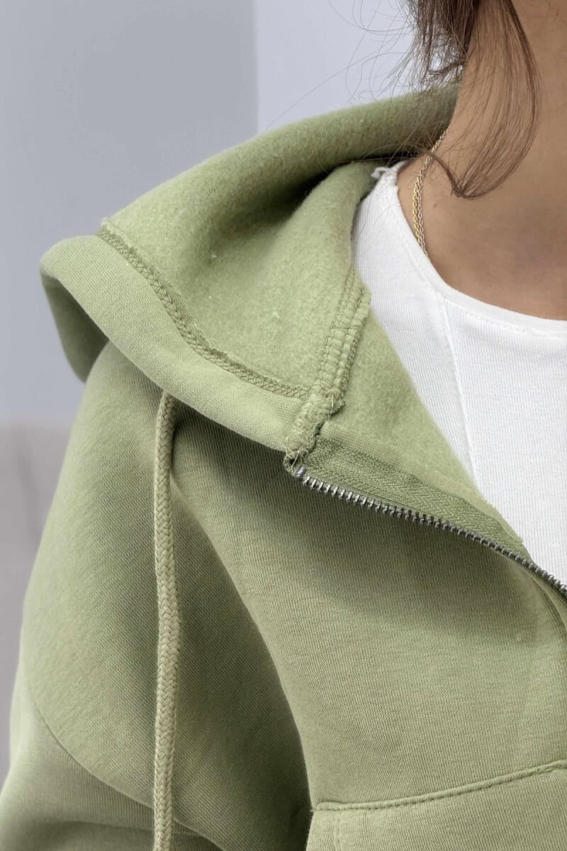 FLUFFY ZIPPER HOODIE ONE COLOR WOMAN MINT/MENTE - 6