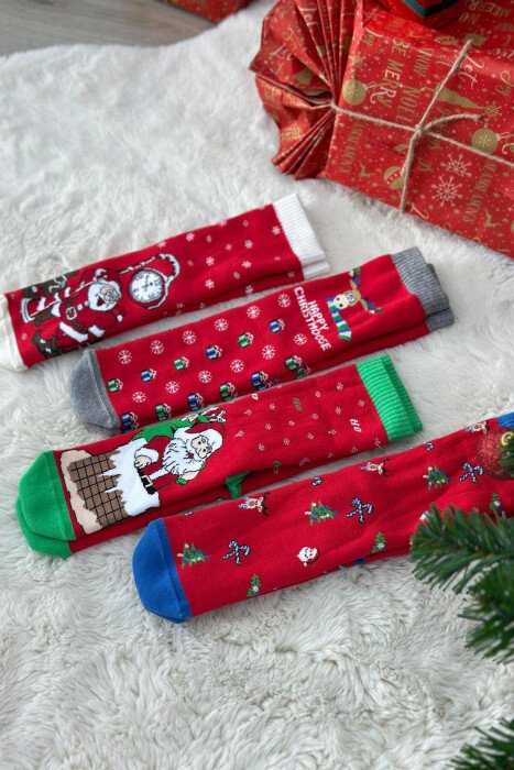 FOUR PAIRS CHRISTMAS WOMAN SOCKS RED/E KUQE - 1