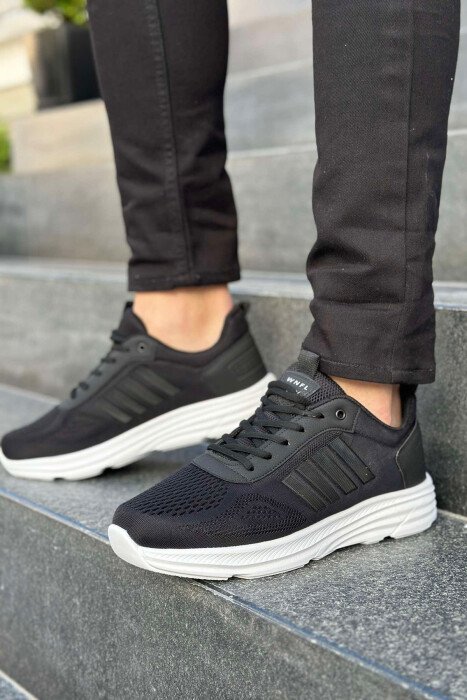 FOUR STRIPE DESIGN PLATFORM MEN SNEAKERS BLACK-BLACK-WHITE/ZZB - 1