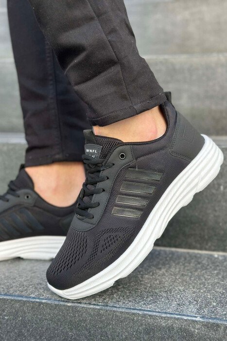 FOUR STRIPE DESIGN PLATFORM MEN SNEAKERS BLACK-BLACK-WHITE/ZZB - 2