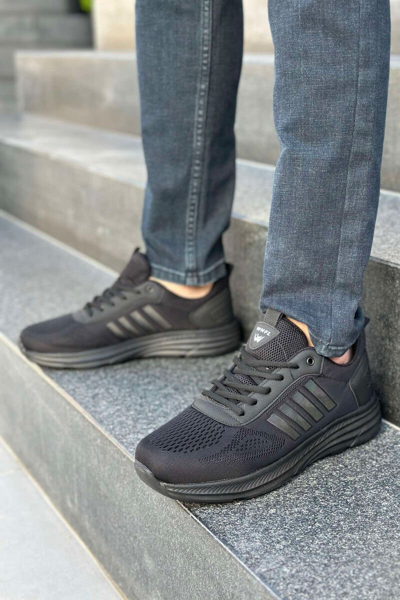 FOUR STRIPE DESIGN PLATFORM MEN SNEAKERS BLACK-BLACK/ZZ - 1