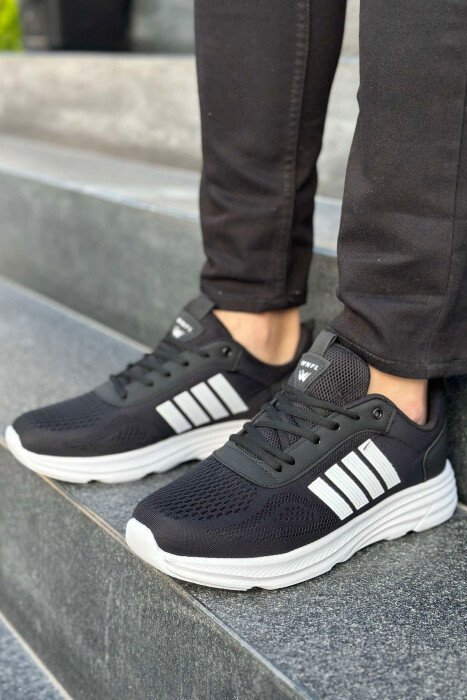 FOUR STRIPE DESIGN PLATFORM MEN SNEAKERS BLACK-WHITE/ZEBA - 1