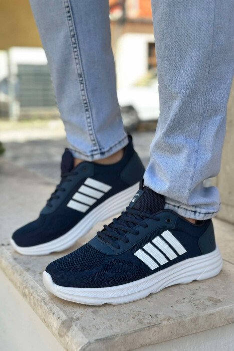 FOUR STRIPE DESIGN PLATFORM MEN SNEAKERS BLUE-WHITE/BLBA - 1