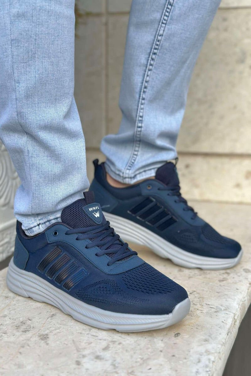FOUR STRIPE DESIGN PLATFORM MEN SNEAKERS BLUE+GREY/ BLU+GRI - 1