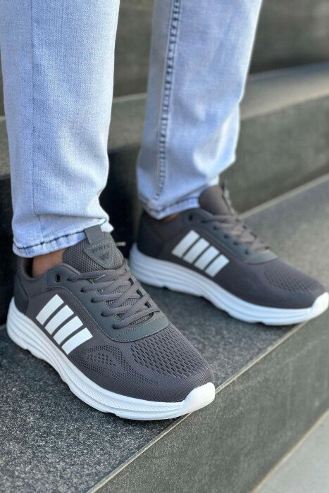 FOUR STRIPE DESIGN PLATFORM MEN SNEAKERS GREY-WHITE/GRBA 
