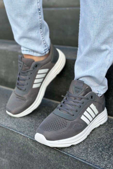 FOUR STRIPE DESIGN PLATFORM MEN SNEAKERS GREY-WHITE/GRBA - 3