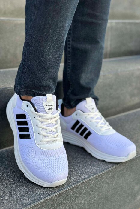 FOUR STRIPE DESIGN PLATFORM MEN SNEAKERS WHITE-BLACK/BAZE - 3