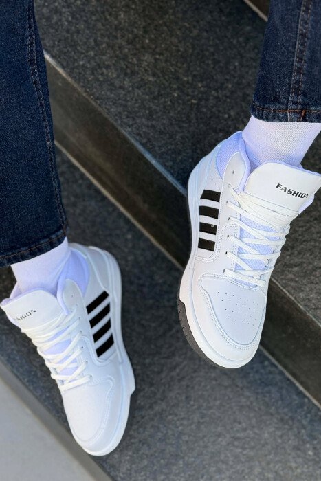 FOUR STRIPES HIGH TOP WOMEN SNEAKERS WHITE-BLACK/BAZE - 4