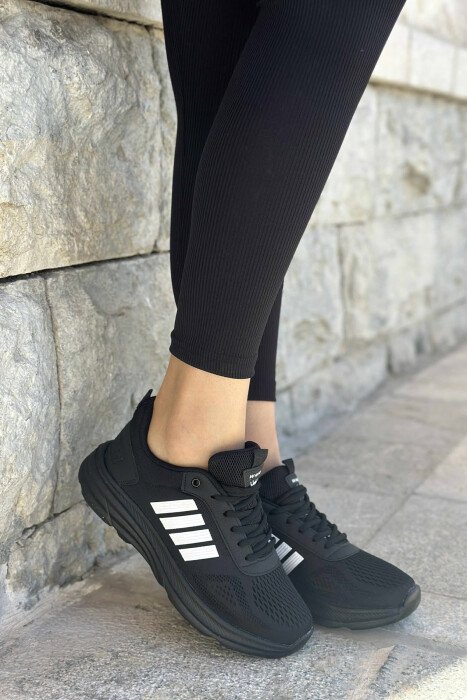 FOUR STRIPES PLATFORM SIMPLE WOMEN SNEAKERS BLACK-BLACK-WHITE/ZZB - 1