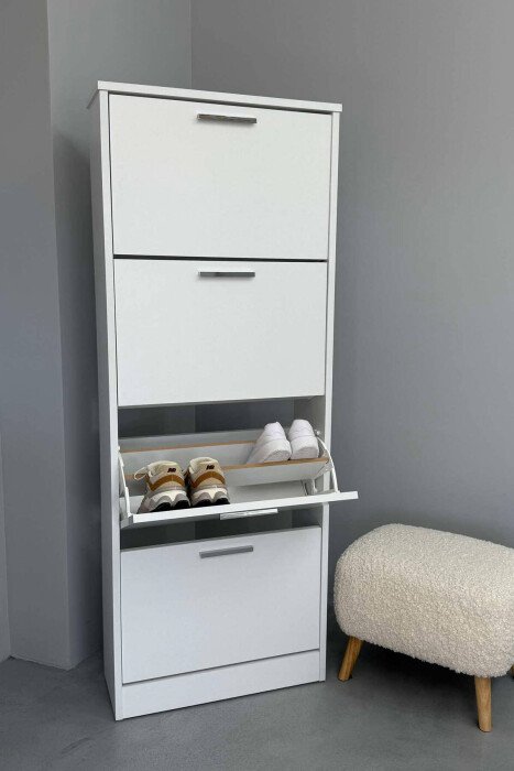 FOUR TIER SHOE SHELF WHITE-E BARDHE - KLAUDIO FASHION