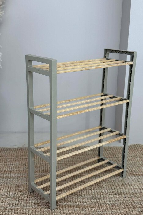 FOUR TIER WOODEN SHOES SHELF BEIGE/BEZHE - 4