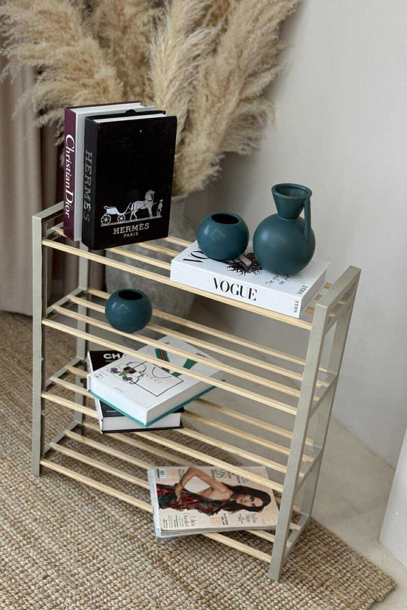 FOUR TIER WOODEN SHOES SHELF BEIGE/BEZHE - 4