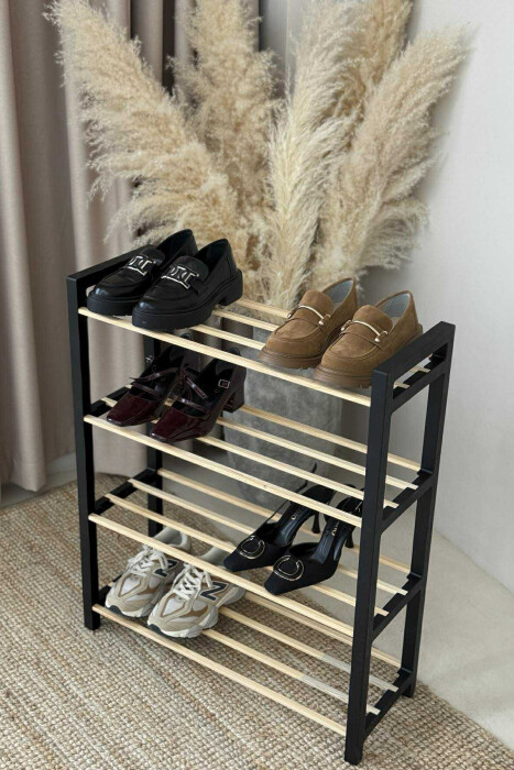FOUR TIER WOODEN SHOES SHELF BLACK/ E ZEZE - KLAUDIO FASHION