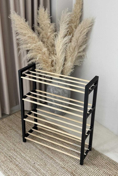 FOUR TIER WOODEN SHOES SHELF BLACK/ E ZEZE - 3