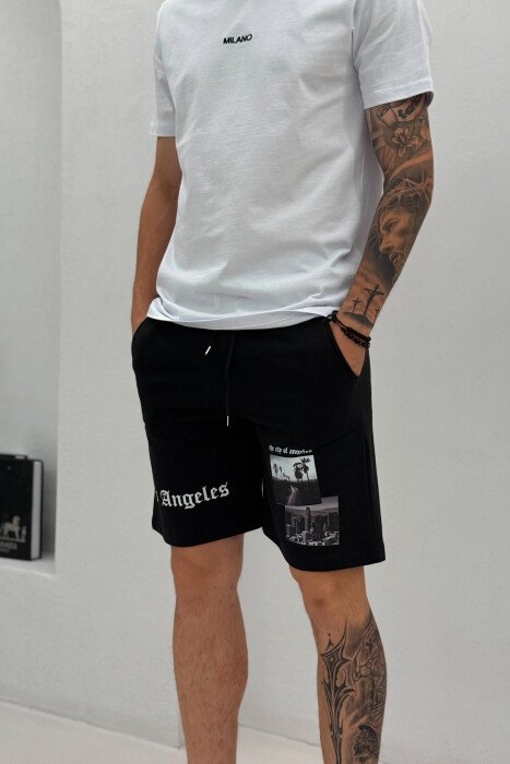 FRONT IMAGE & WRITTINGS MEN SHORT SWEATPANTS BLACK/ E ZEZE - 2