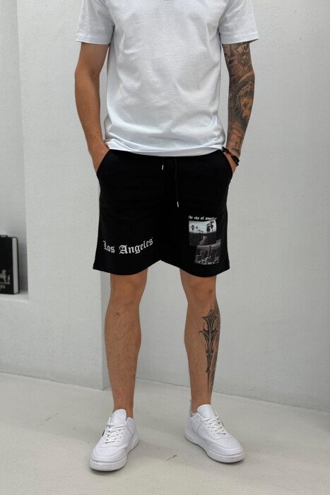 FRONT IMAGE & WRITTINGS MEN SHORT SWEATPANTS BLACK/ E ZEZE - 4