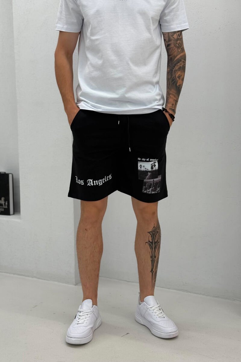 FRONT IMAGE & WRITTINGS MEN SHORT SWEATPANTS BLACK/ E ZEZE - 4