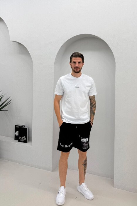 FRONT IMAGE & WRITTINGS MEN SHORT SWEATPANTS BLACK/ E ZEZE 