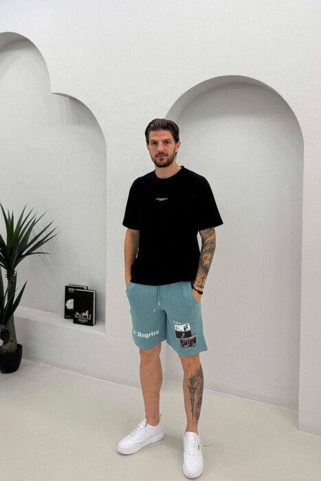 FRONT IMAGE & WRITTINGS MEN SHORT SWEATPANTS BLUE STONE/GK 