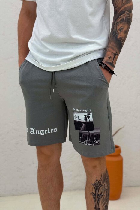 FRONT IMAGE & WRITTINGS MEN SHORT SWEATPANTS GREY ASH/GRI HIRI - 2