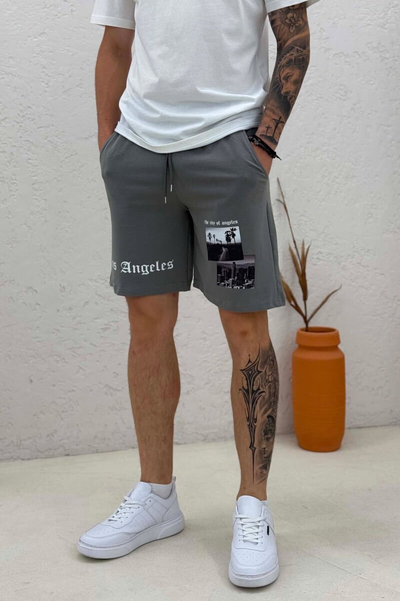 FRONT IMAGE & WRITTINGS MEN SHORT SWEATPANTS GREY ASH/GRI HIRI - 4