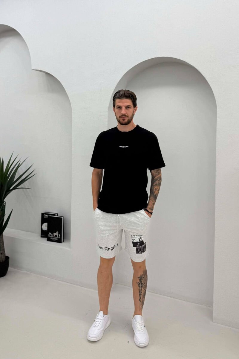 FRONT IMAGE & WRITTINGS MEN SHORT SWEATPANTS LIGHT GREY/GZ - 1