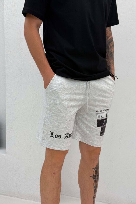 FRONT IMAGE & WRITTINGS MEN SHORT SWEATPANTS LIGHT GREY/GZ - 2