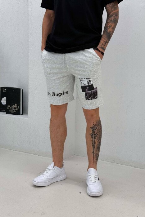 FRONT IMAGE & WRITTINGS MEN SHORT SWEATPANTS LIGHT GREY/GZ - 4