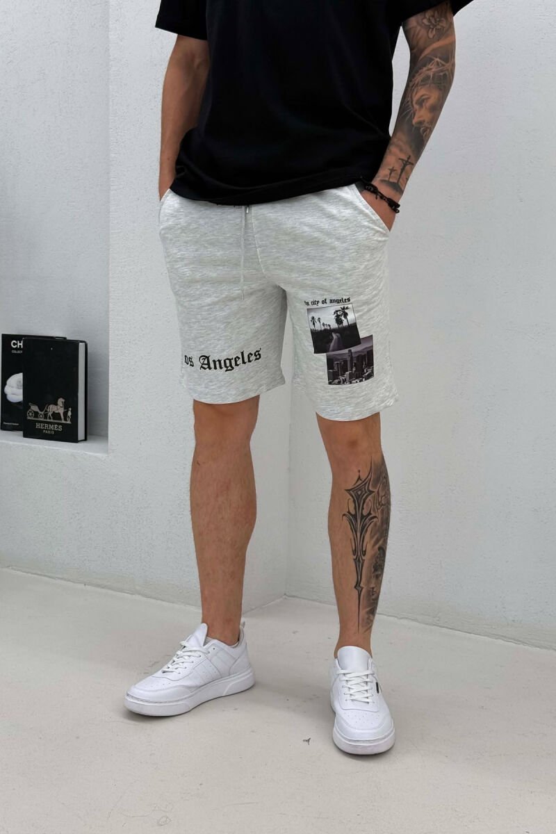 FRONT IMAGE & WRITTINGS MEN SHORT SWEATPANTS LIGHT GREY/GZ - 4