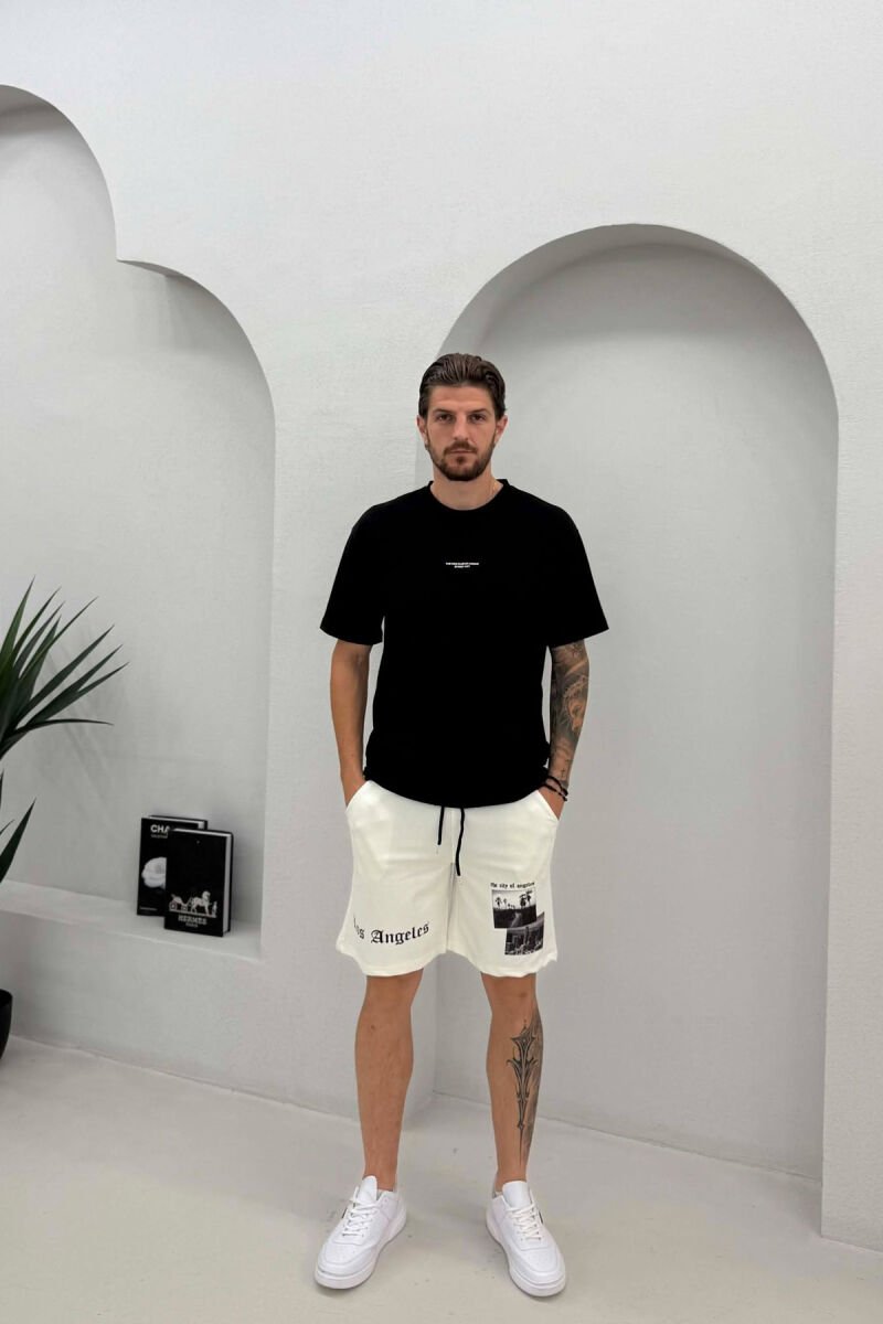 FRONT IMAGE & WRITTINGS MEN SHORT SWEATPANTS WHITE-E BARDHE - 1
