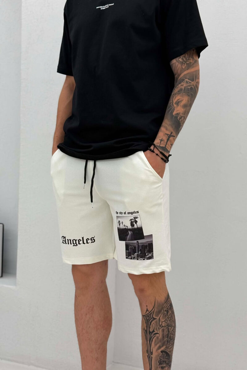FRONT IMAGE & WRITTINGS MEN SHORT SWEATPANTS WHITE-E BARDHE - 2