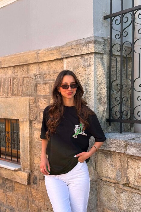 FRONT AND BACK VENUS DESIGN WOMAN T-SHIRT BLACK/ E ZEZE - 3
