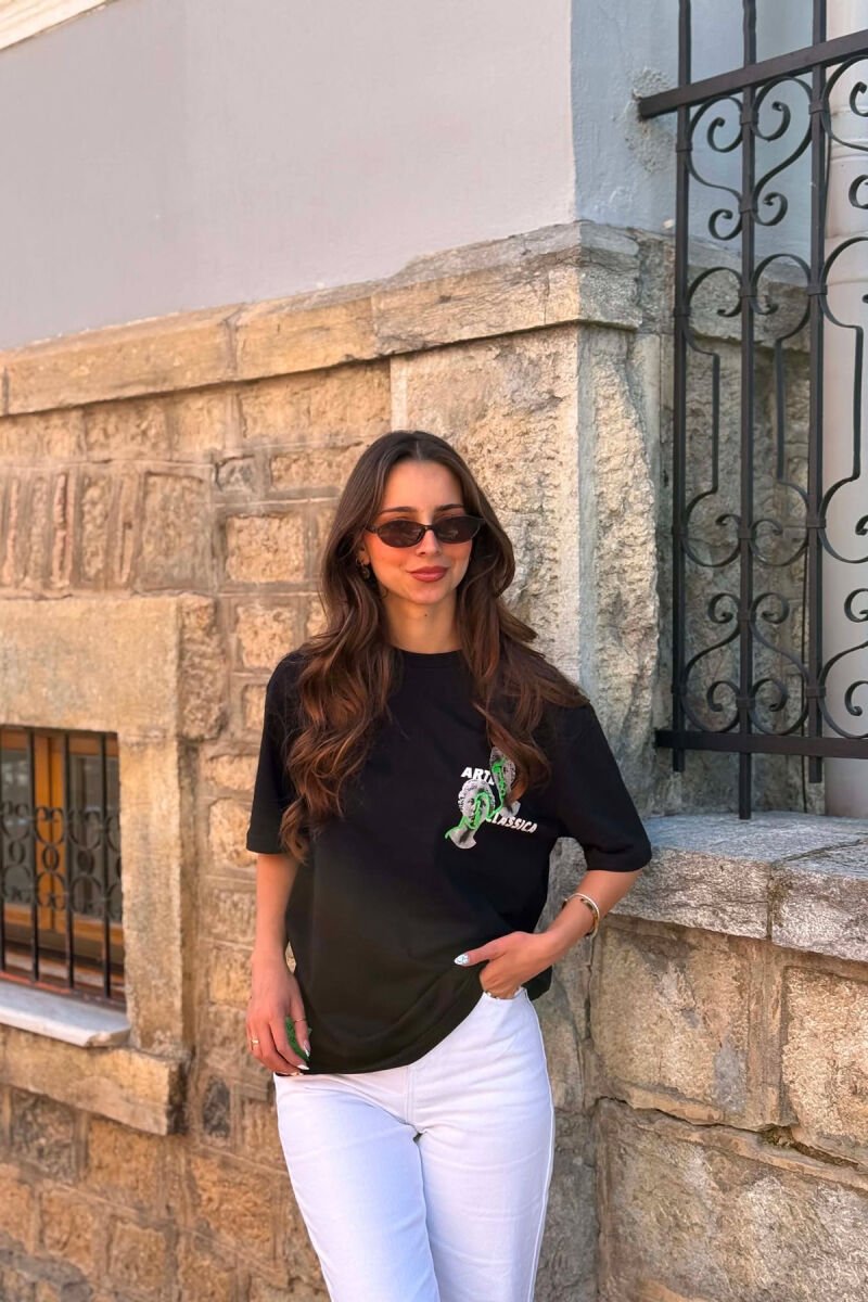 FRONT AND BACK VENUS DESIGN WOMAN T-SHIRT BLACK/ E ZEZE - 3