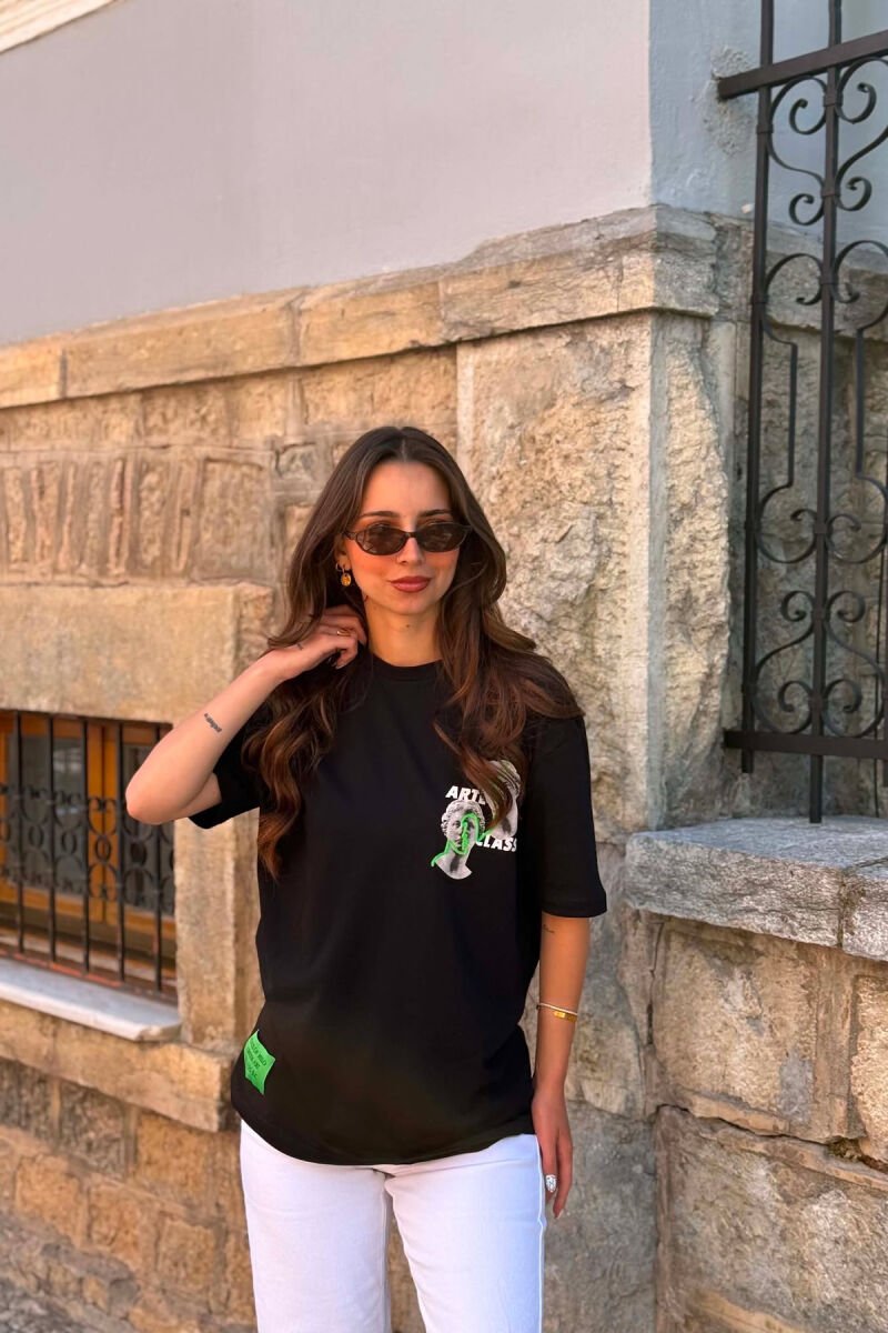 FRONT AND BACK VENUS DESIGN WOMAN T-SHIRT BLACK/ E ZEZE - 1