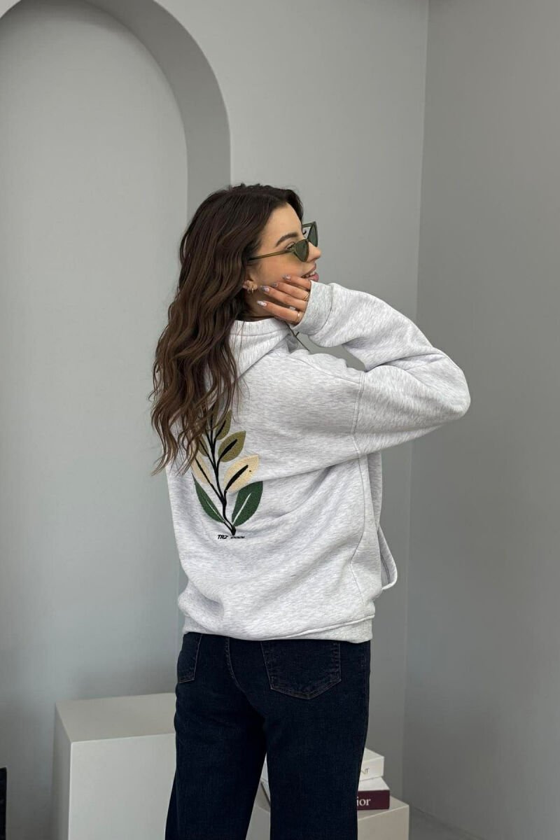 FRONT & BACK DESIGN FLUFFY WOMEN HOODIE LIGHT GREY/GZ - 3