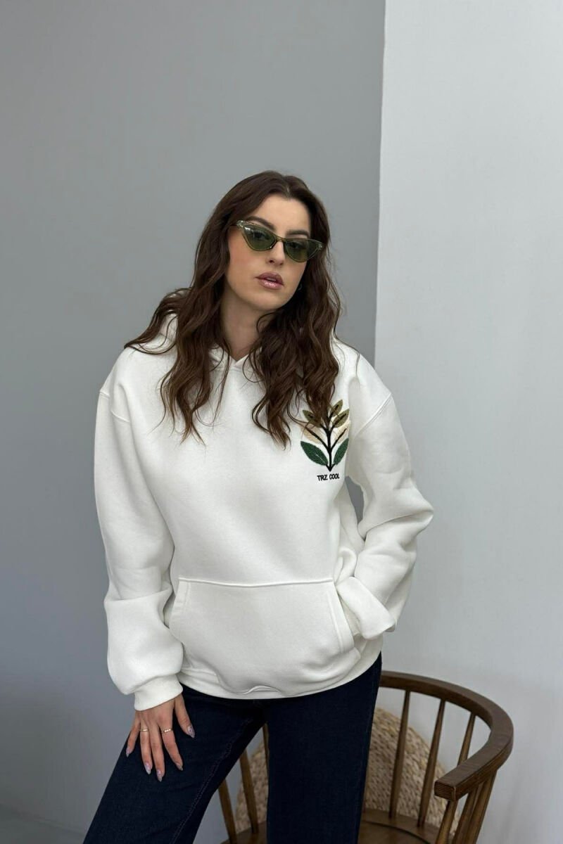 FRONT & BACK DESIGN FLUFFY WOMEN HOODIE WHITE-E BARDHE - 1