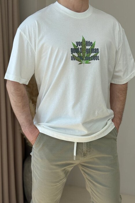 FRONT & BACK DESIGN MEN T-SHIRT WHITE-E BARDHE - 3