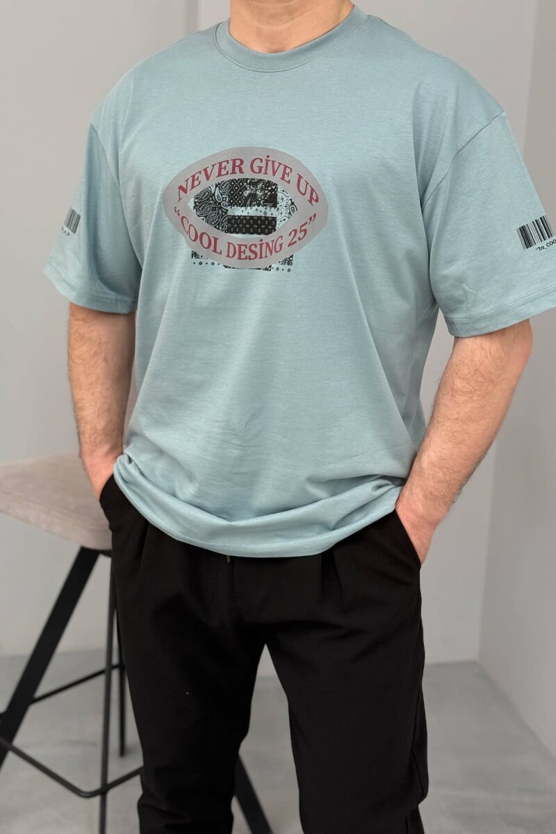 FRONT & BACK DESIGN ONE COLOR MEN T-SHIRT LIGHTBLUE/BZ - 1