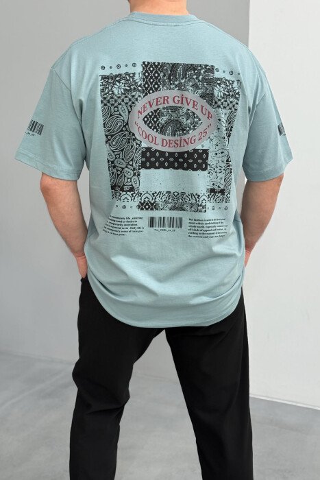 FRONT & BACK DESIGN ONE COLOR MEN T-SHIRT LIGHTBLUE/BZ - 3