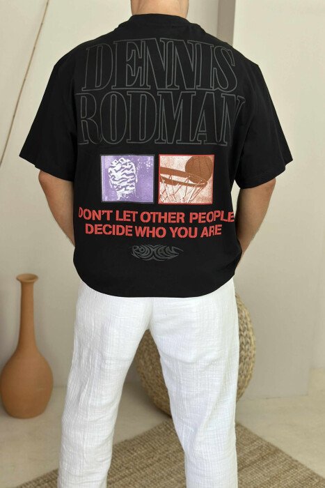 FRONT & BACK DESIGN ROUND NECK MEN T-SHIRT BLACK/ E ZEZE - 3
