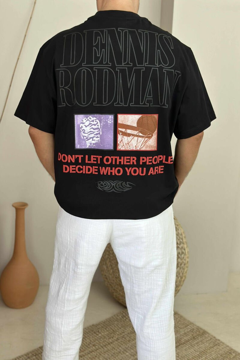 FRONT & BACK DESIGN ROUND NECK MEN T-SHIRT BLACK/ E ZEZE - 3