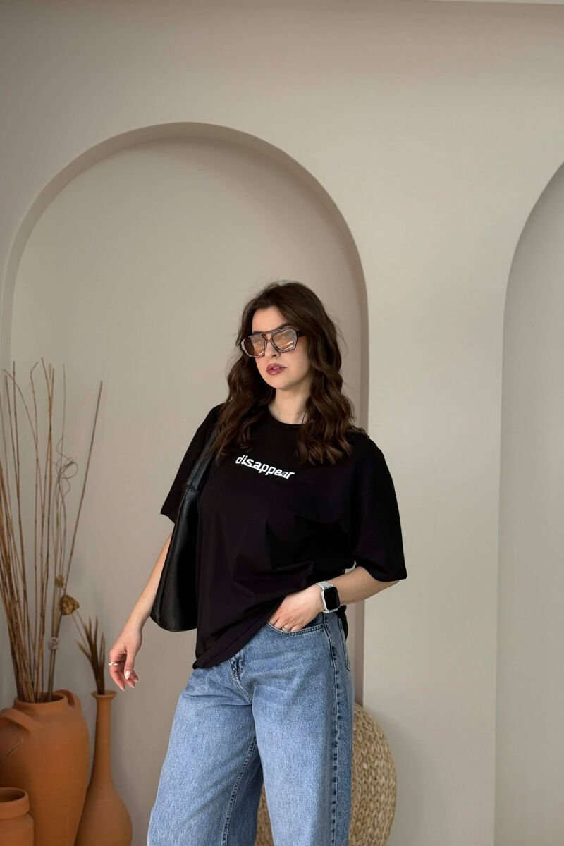FRONT& BACK DESIGN WOMAN T-SHIRT + 6 PAIR SOCKS BLACK/ E ZEZE - 1