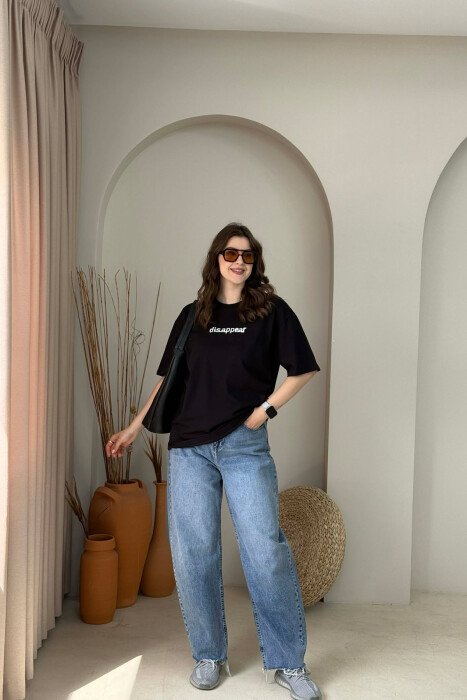 FRONT& BACK DESIGN WOMAN T-SHIRT + 6 PAIR SOCKS BLACK/ E ZEZE - 2