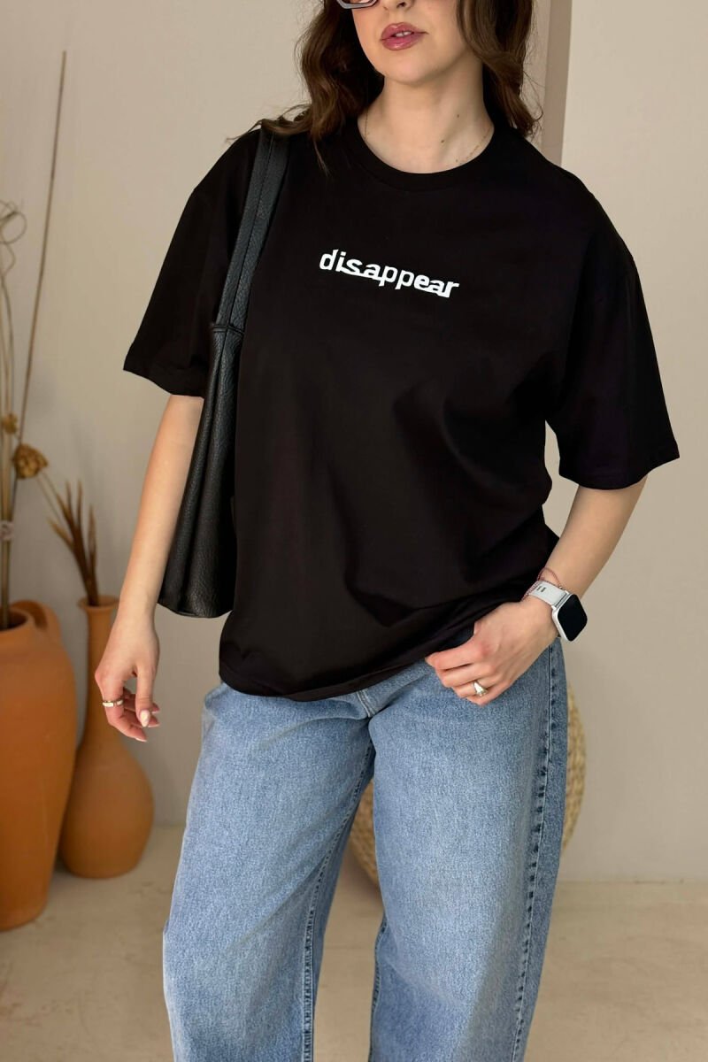 FRONT& BACK DESIGN WOMAN T-SHIRT + 6 PAIR SOCKS BLACK/ E ZEZE - 4