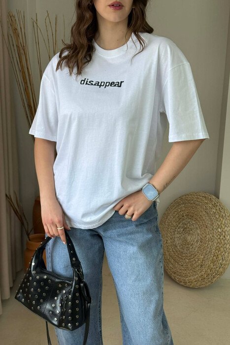 FRONT& BACK DESIGN WOMAN T-SHIRT + 6 PAIR SOCKS WHITE-E BARDHE - 3